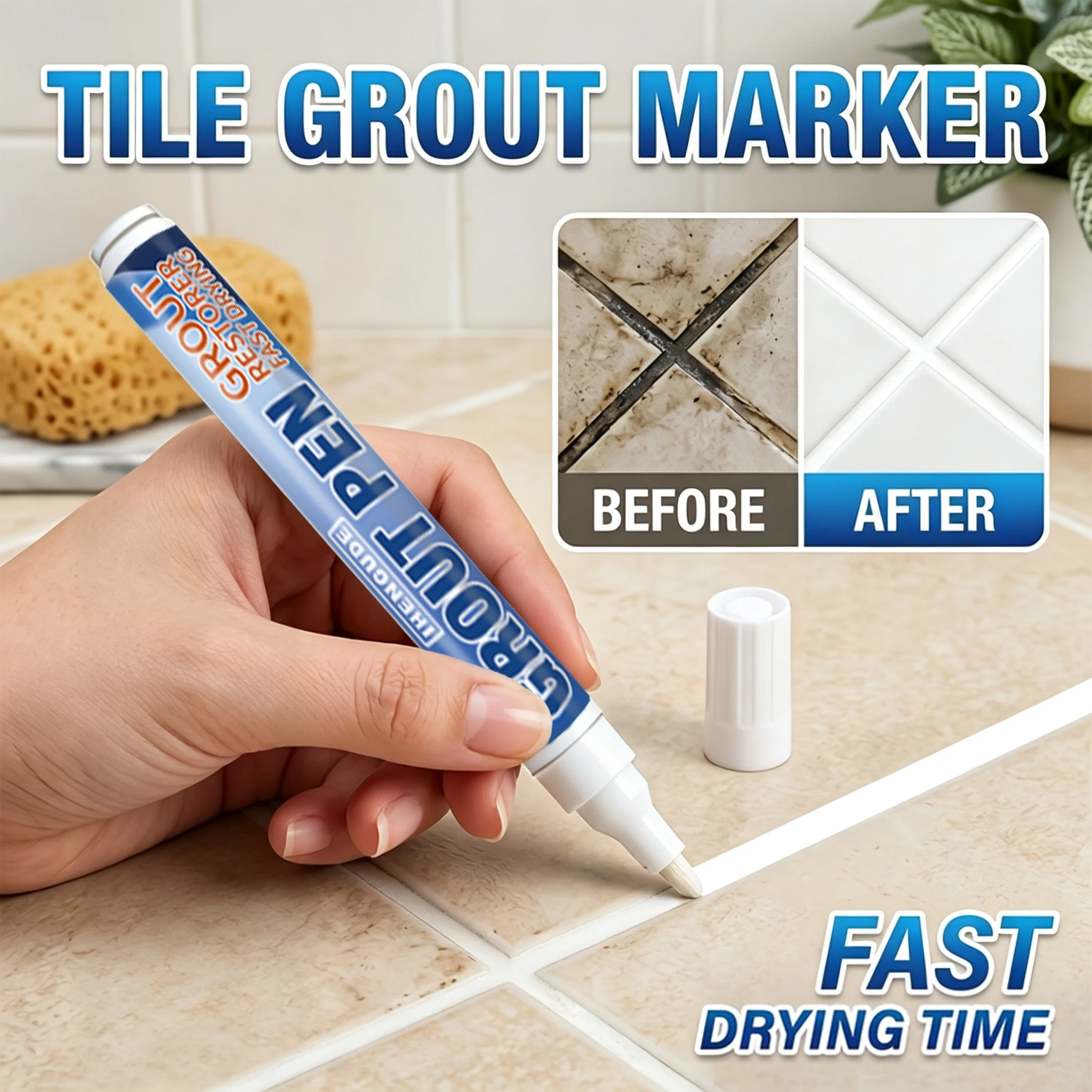 Waterproof Tile Grout Filler, High-Quality Plastic Steel Sealant - Waterproof, Quick-Drying and Hardening; Easy to Use and Simple to Apply; Seam Beautifying and Repairing Pen - Specifically for Cleaning Dirty Gaps, Covering Blackened and Yellowed Gaps; Suitable for Sealing and Repairing Gaps in Tiles, Toilet Edges, Sink Gaps, and Skirting Boards