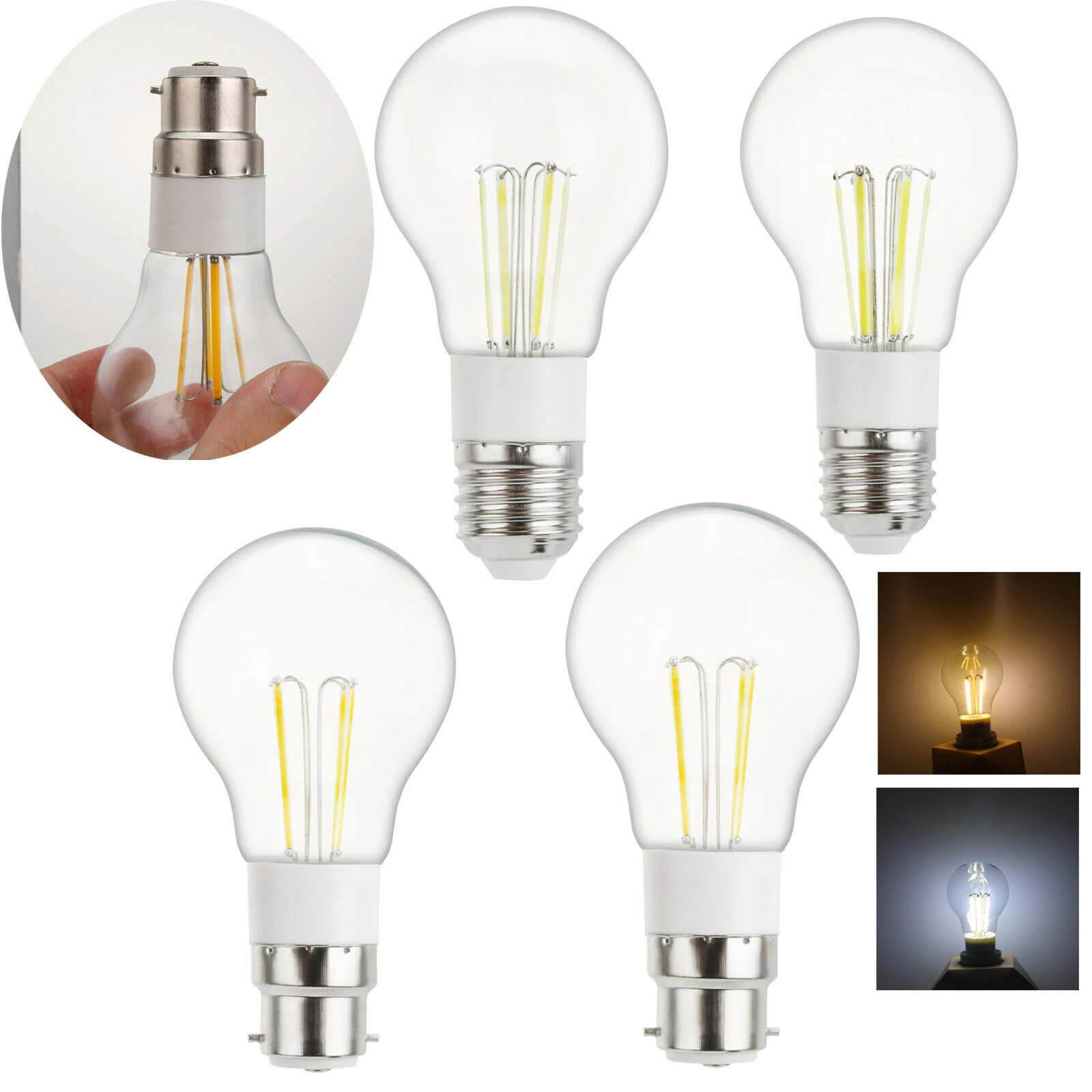 

A55 Led Filament Globe Light Bulb Decoration Glass White Lamp Edisonscrew Chandelier 6w Lampada E27 Retro Lamps Room 12v Cob 360