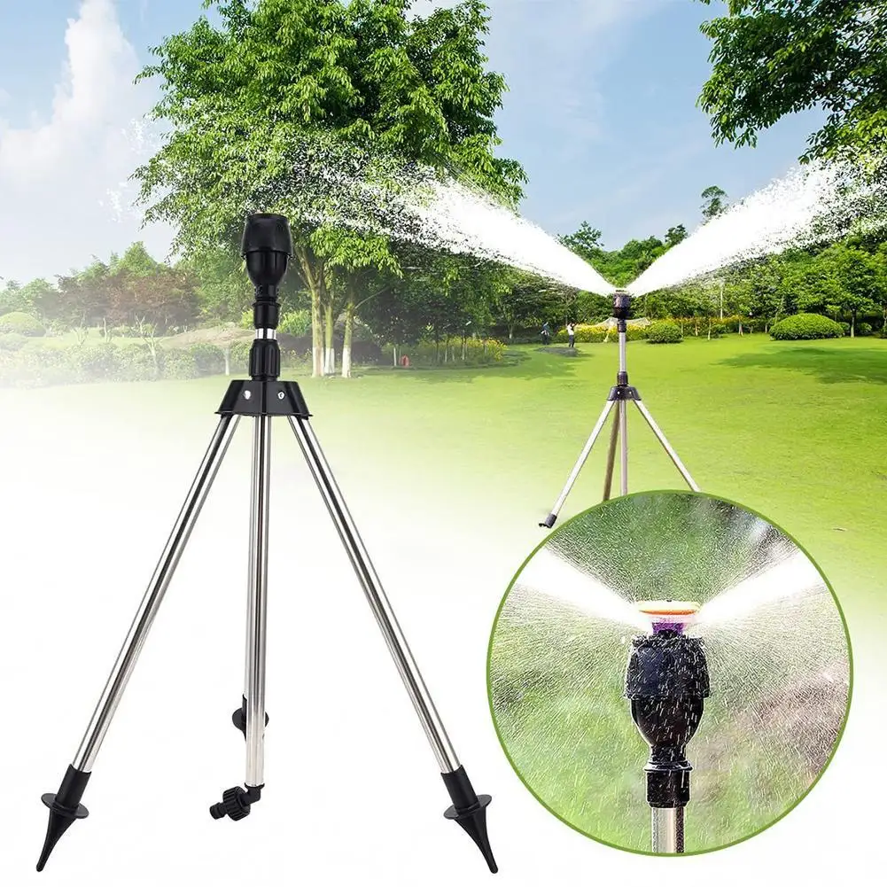 

360 Rotary Irrigation Sprinkler Head Automatic Rotating Sprayer With Tripod Telescopic Support Garden Lawn Watering Sprinkler