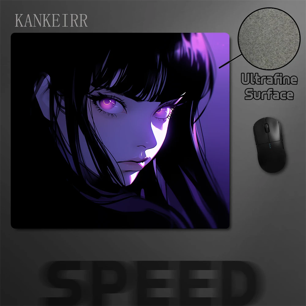 Anime Purple Girl Laptop Desk Mat Balance Gaming Mouse Mat 45x40CM Premium Computer Mouse Pad Professional E-Sports Mousepad