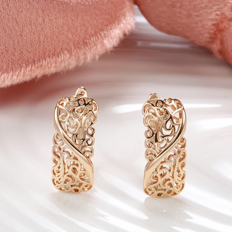 JULYDREAM Full Hollow Texture 585 Gold Color Drop Earrings Simple Party Daily Women French  Jewelry Fashion Ethnic Accessories