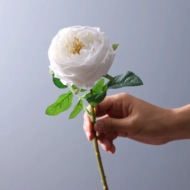 10PCS Real Touch Peony Artificial Flower Bouquet Single Branch Austin Moisturizing Rose Home Ornament For Wedding Decoration