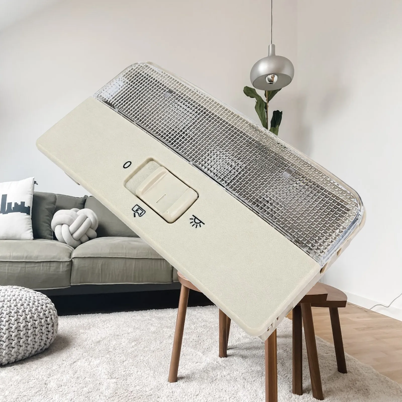 Dome Light with Lens High-Strength ABS Plastic Inside Overhead Console Reading Light with Manual Control Long-Lasting Slim