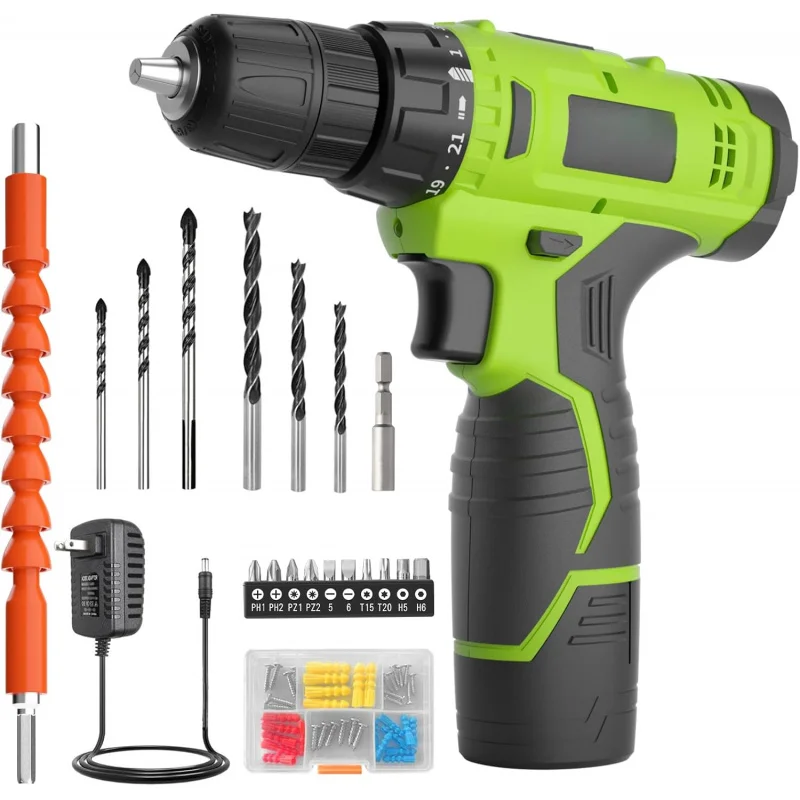 Cordless Drilling Bit Set,12V ElectricDrill BitSuit,with Battery and Charger,Electric Screwdriver/Drill Bit,3/8Inch(about1.9cm)K