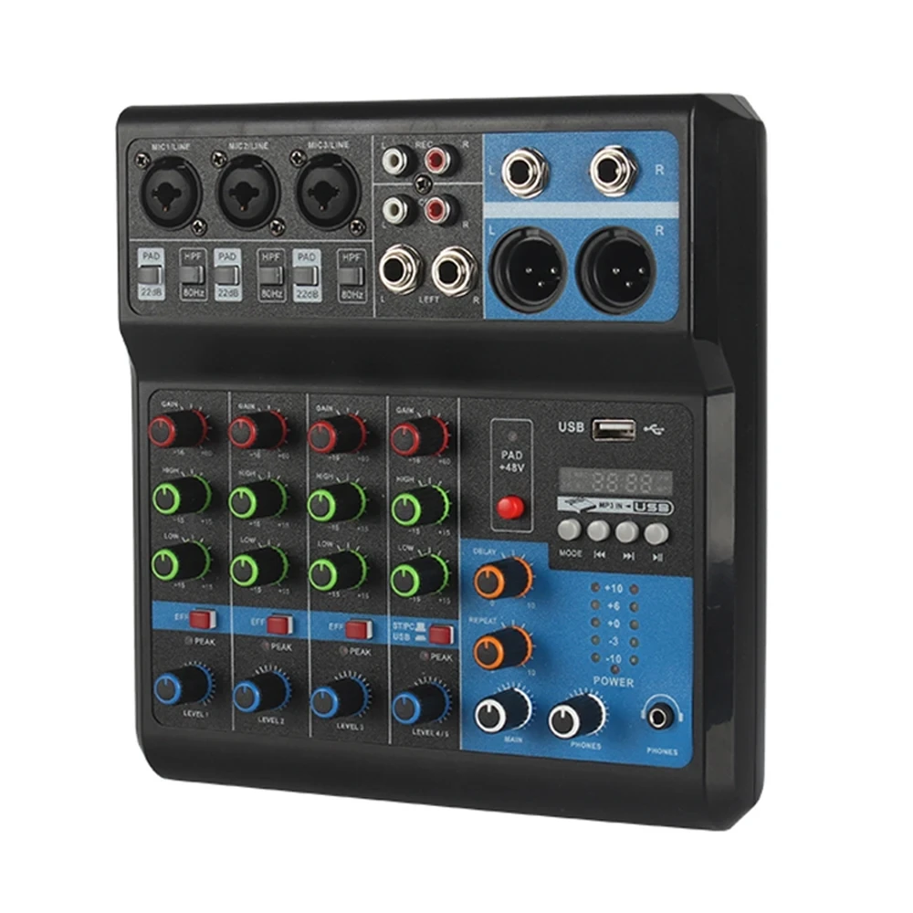 Mixer 5-way computer recording driver-free sound card live home stage Bluetooth USB DJmixer mixer