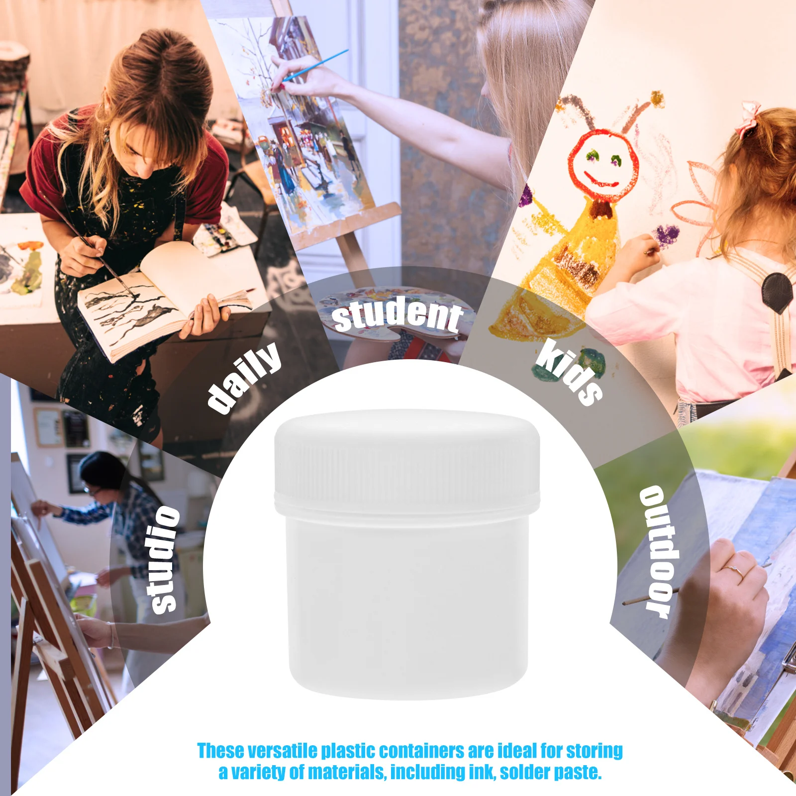 

6pcs Sealed Plastic Paint Buckets 30Ml Airtight Lid Reusable For Pigments Coatings Mixing Art Projects Pigment Bucket Paint