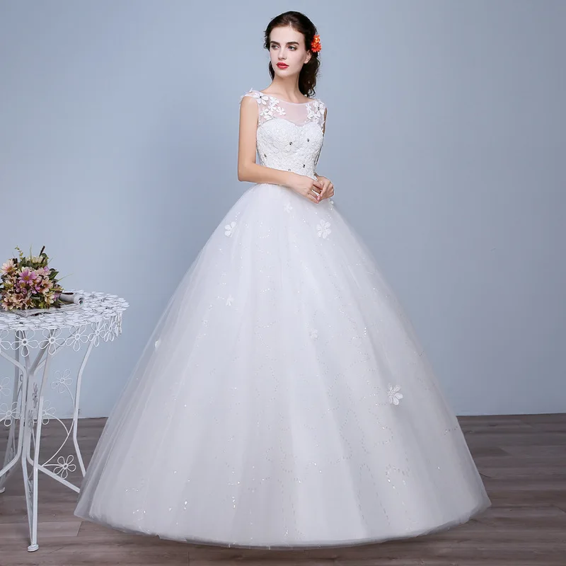 Backless Appliques Ball Gown Wedding Dresses Simple O-neck Sleeveless Bridal Veil Gowns 2024 New Vestido De Novia For Woman