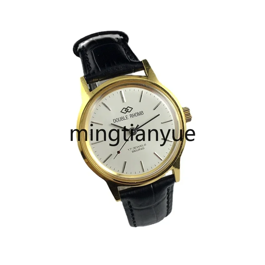 Yellow Shell Strip Nail White Surface Manual Mechanical Watch Diameter 35mm