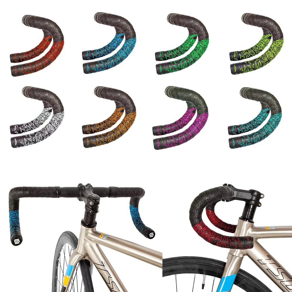 AliExpress NONE Chrysanthemum Double-Color Pattern Road Bike Bar Tape Handlebar Tapes EVA/PU Soft Anti-Vibration Wrap Tape Durable Bar Bartape