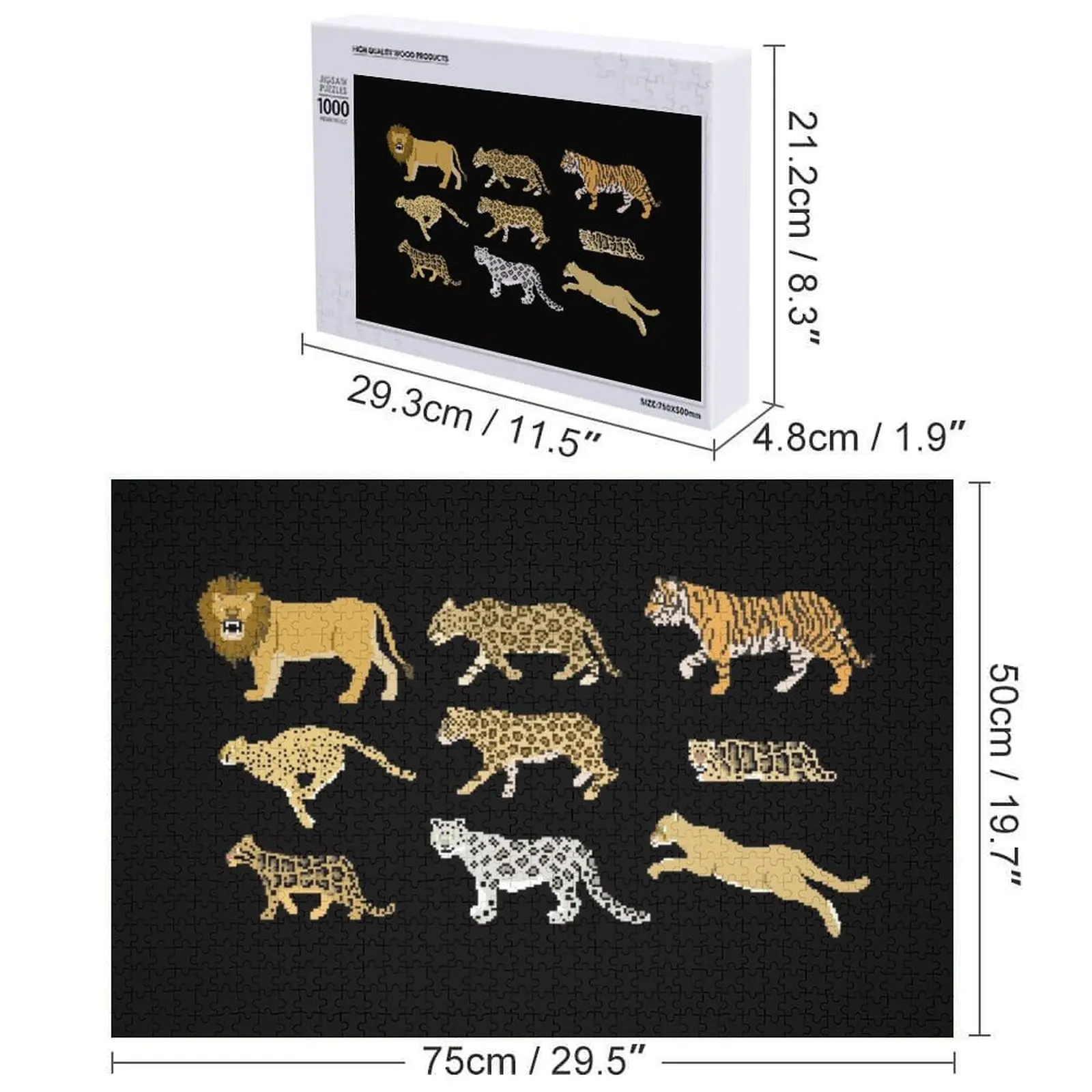 Gros chats-le spectacle d'images pour enfants Puzzle Photo pour enfants Puzzle de jouet personnalisé en bois personnalisé