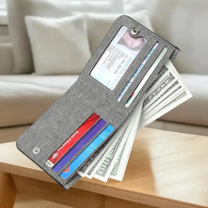 Cartera de lona ultrafina para hombre, monedero minimalista y tarjetero