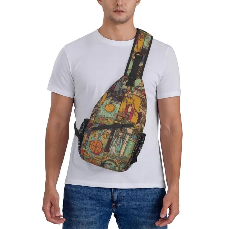 Vintage o grande arcana de tarô crossbody sling mochila homens ocultismo bruxa espiritual sacos de ombro peito para viagens ciclismo