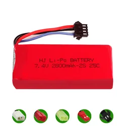 7.4V 2800mAh Lipo Battery SM-4P Plug for Udi UDI902 UDI002 HQ961 HQ96 RC Boat Spare Parts 2S 7.4 V 2800 Mah 25C RC Toys Battery