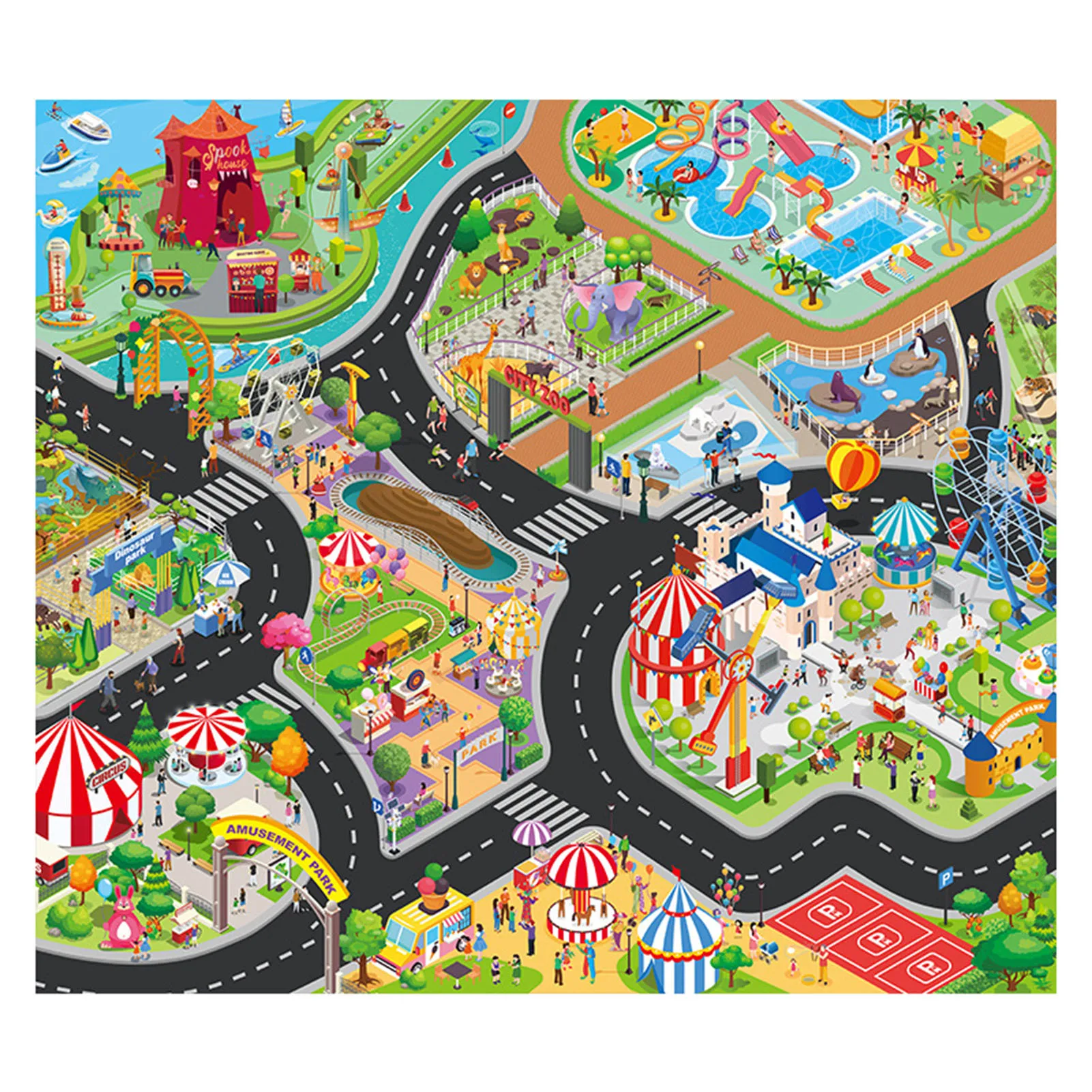 

Baby City Traffic Road Map Playmat Multifunctional Thickened Non-Woven Crawling Pad for Kids Educational Gift Toys