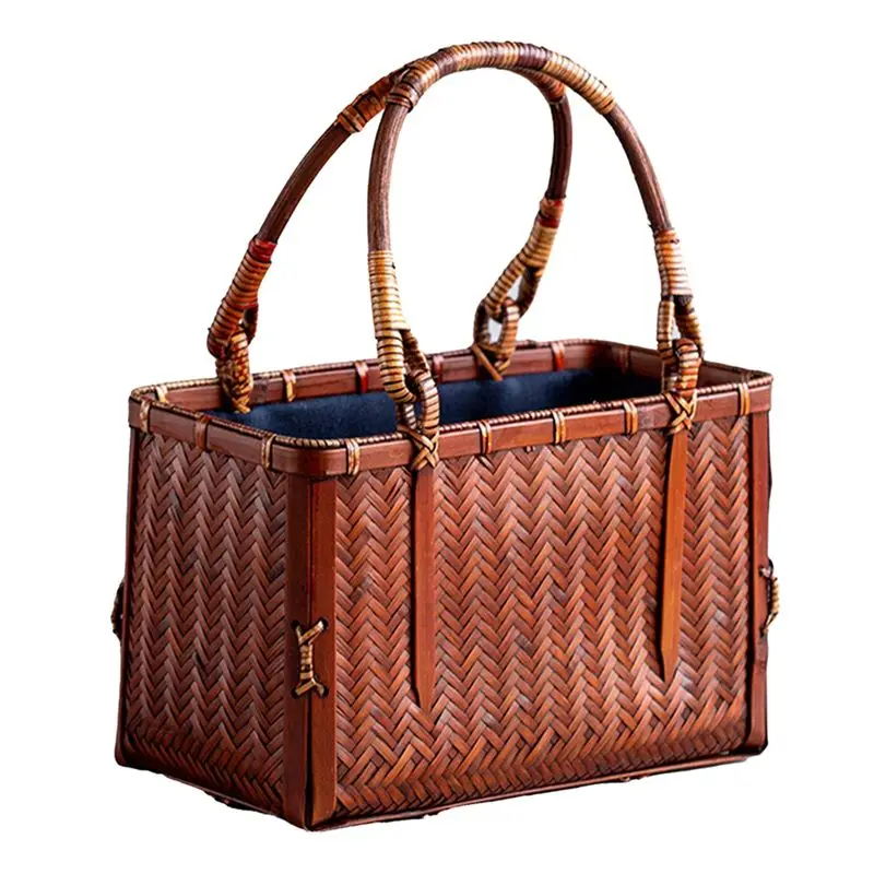 

ABJN-1 шт. Чехол для чайника и чашек в китайском стиле, дорожный, для улицы, ручной работы, ретро-корзина