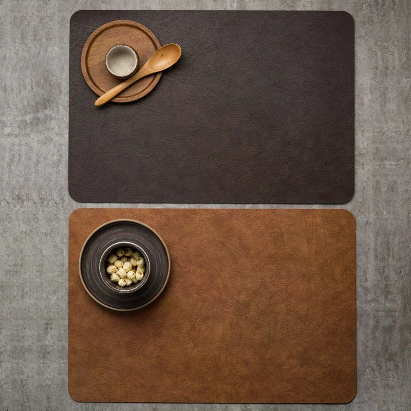 Retro PU Leather Placemat Waterproof And Oil-Proof Table Mats Western Restaurant Heat-Insulating Mats