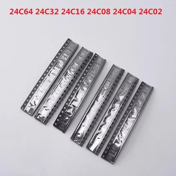 6 Values * 10pcs=60pcs 24C32 24C16 24C08 24C04 24C02 Sop Soic SOP8 AT24C 24C02/04/08/16/32/64 Memory IC KIT sop-8 EEPROM 24C64