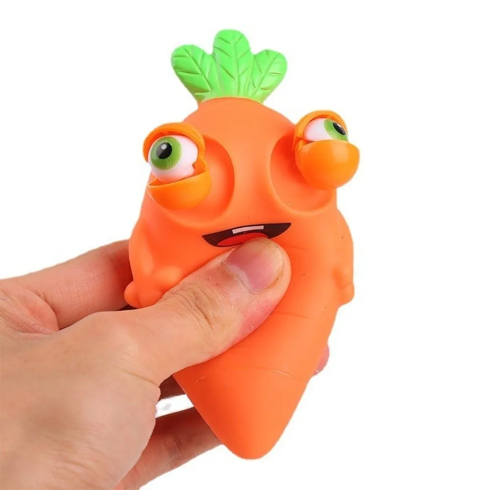 Soft Carrot Pinch Toy Slow Rebound Kneading Design Squeeze Stress Toy Pop Out Eyes Slow Rebound Toy