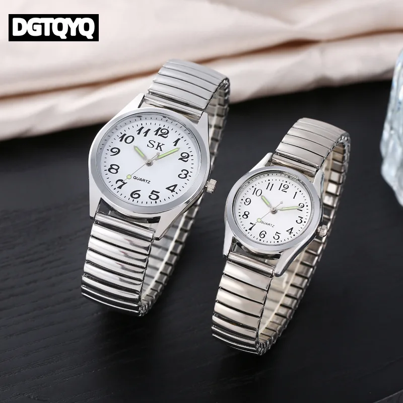 Fashion Simple Arabic Dial Luminous Pointer Couple Quartz Watch Elastic Band Women Wristwatches reloj para mujer часы мужские