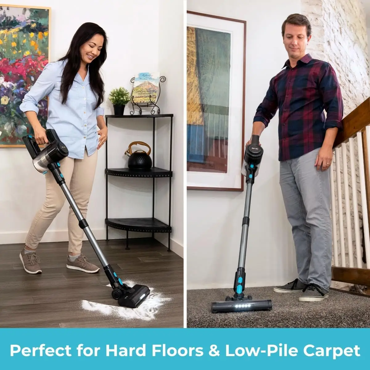 6-in-1 Cordless Stick Vacuum | Lightweight Powerful Suction for Hard Floors & Rugs | 35 min Runtime, Rechargeable, LED Lights