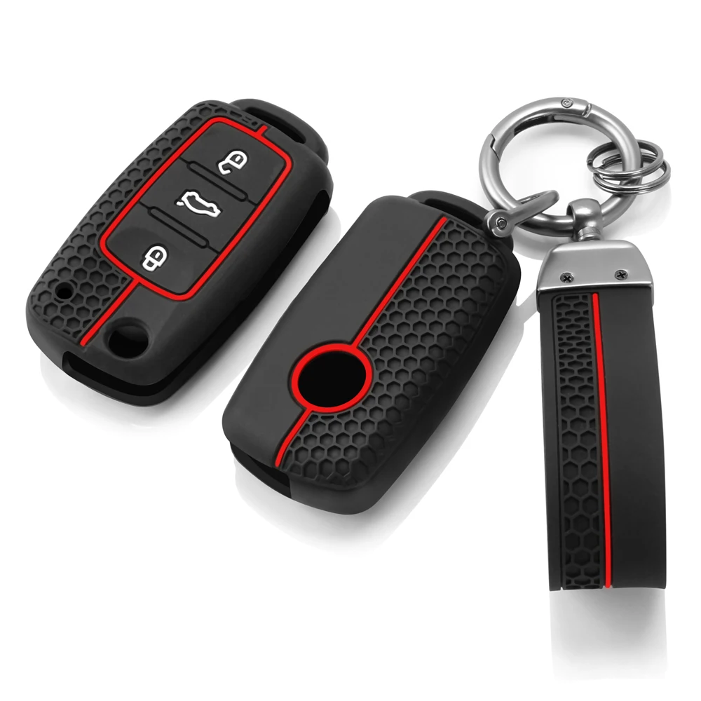 Silicone Car Flip Key Case Cover Shell Fob For VW Volkswagen Polo Golf Passat Beetle Tiguan Seat Leon Altea Skoda Octavia Kodiaq