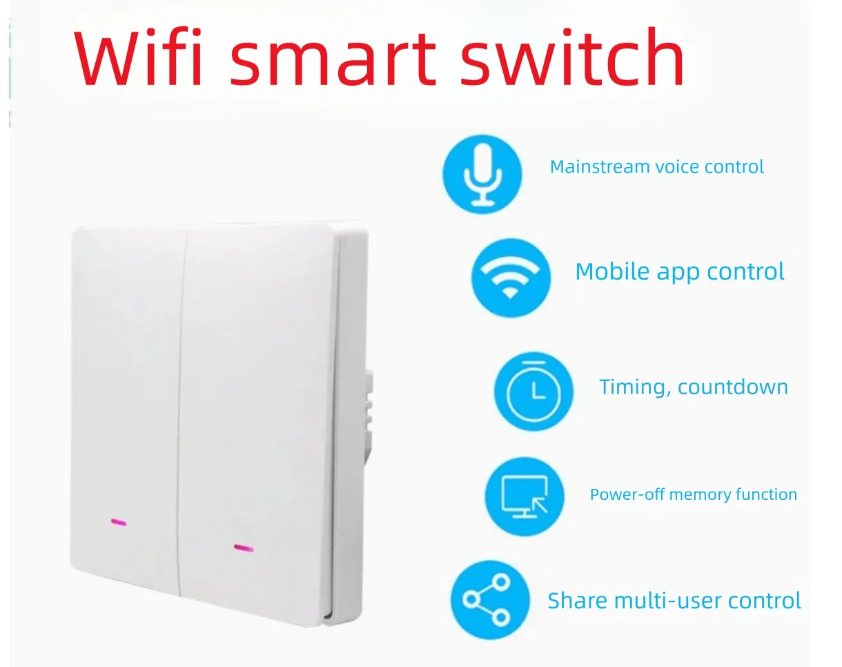 86-type Key WiFi Smart Switch Single-pole Version / Neutral-pole Version Wall Switch Tuya Solution