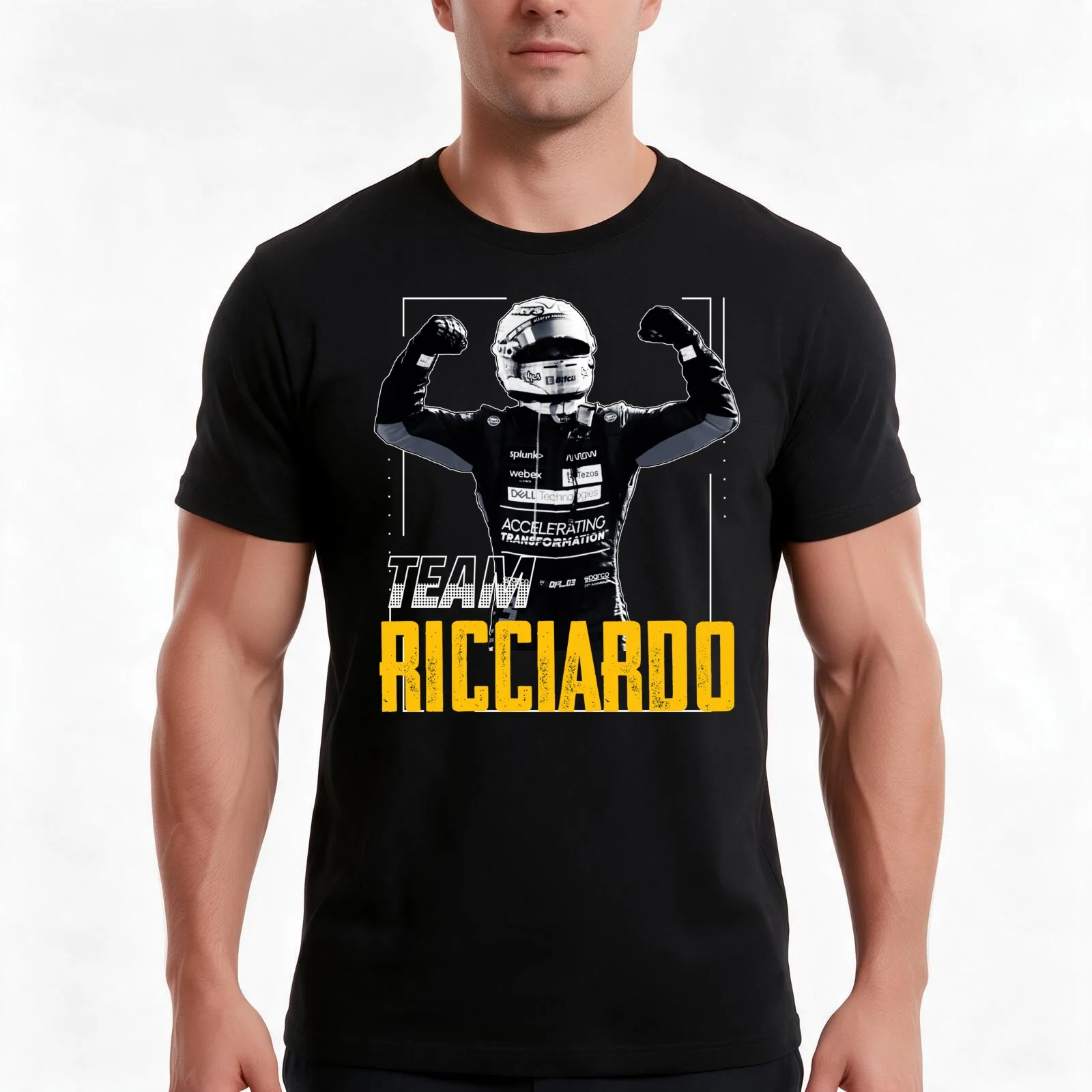 Ricciardo Helmet T-Shirt Summer Casual Cotton Tee Oversized Streetwear Tops Vintage Graphic Print Loose Fit Short Sleeve