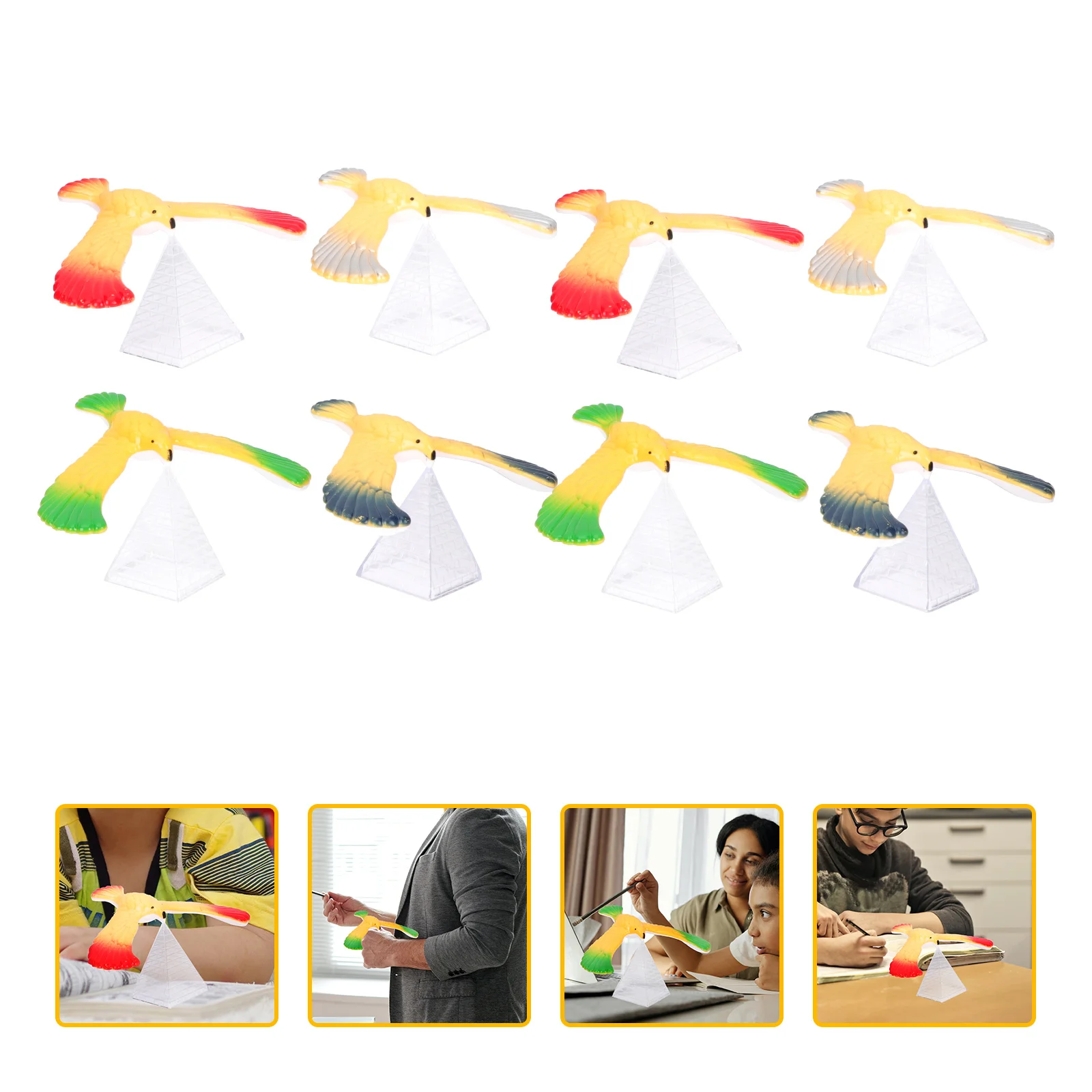 

8pcs Balance Eagle Toys Plastic Gravity Birds Toys Kids Educational Toys Plastic Balance Bird Balancing Birds Toy