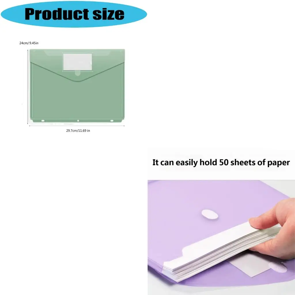  5/10Pcs 3 Holes Punched Pockets File Bag Waterproof Plastic Document Envelope