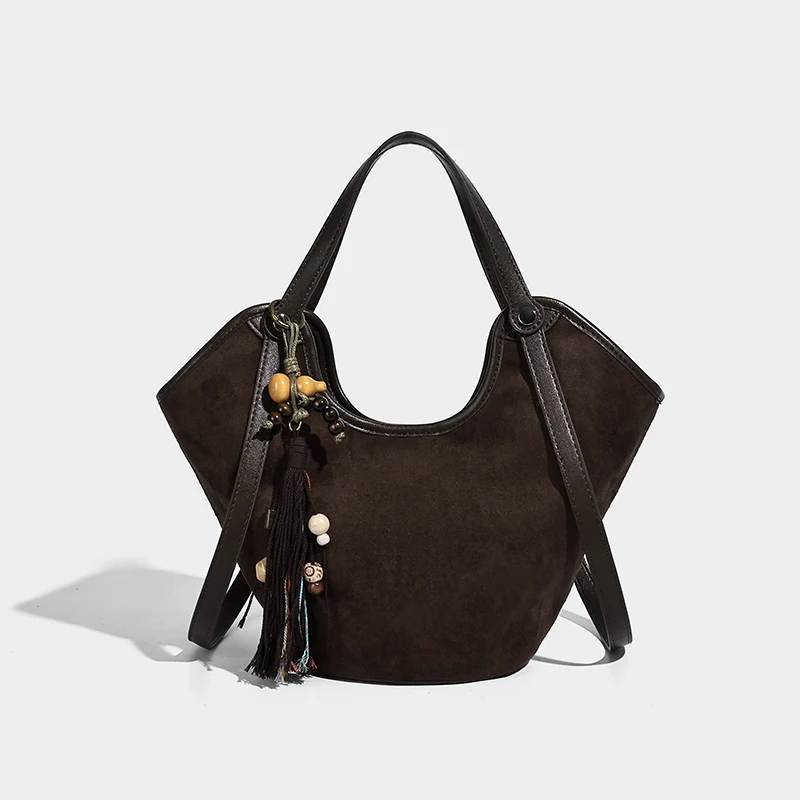 

Retro suede feel vegetable basket handheld armpit bag 2025 fashion large one-shoulder commuting handbag fashion new arrival