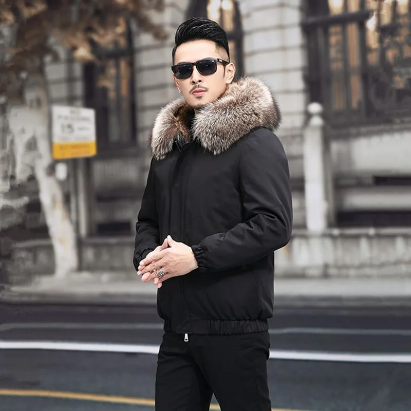 Men's 2024 New Mink Tank Plush Thickened Fur Integrated Male Winter Detachable Inner Liner Windproof Hooded Comfortable Coat C13