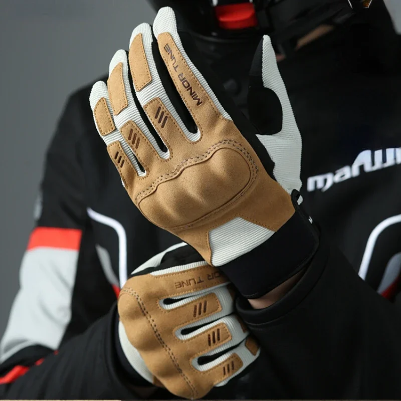 MINOR TUNE Motorcycle Riding Gloves Rider Items Macaron Style Breathable in Summer Wear-resisting Offroad Glove Touch Screen