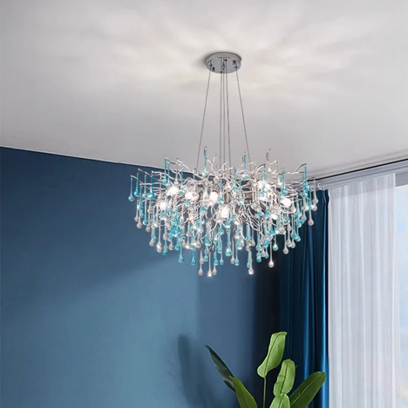 Imagem -03 - Postmodern Estilo Hanging Chandelier Dual Color Glass Living Room Pendant Light Nordic Design Quarto Cloth Light