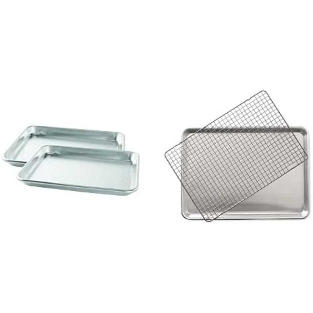 

Формы для выпечки Nordic Ware — набор из двух листов четвертей и одного половины листа с решеткой, натуральный алюминий