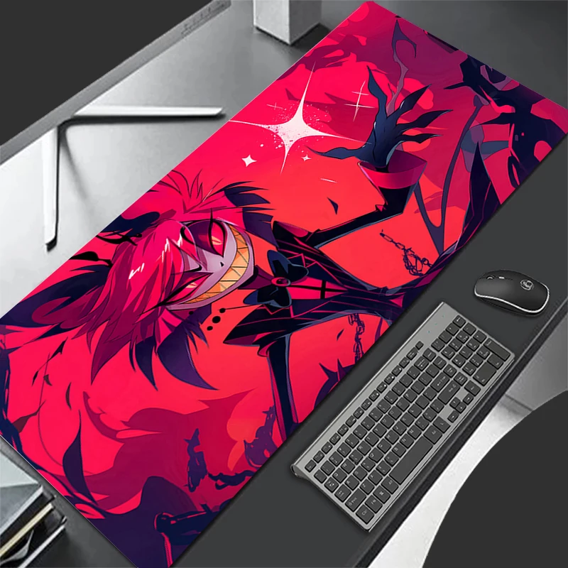 Anime vermelho estendido tapete de mesa portátil bonito h-hazbin xxl hotel mouse pads pc gamer gabinete mousepad a-alastor tapete de teclado antiderrapante
