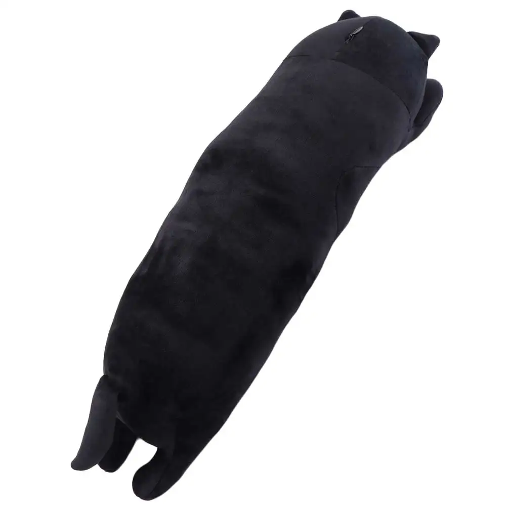 침대 장식 봉제 동물 긴 고양이 베개 홈 데코 수면 베개 검은 고양이 플러시 귀여운 44cm 봉제 고양이 인형 생일 선물