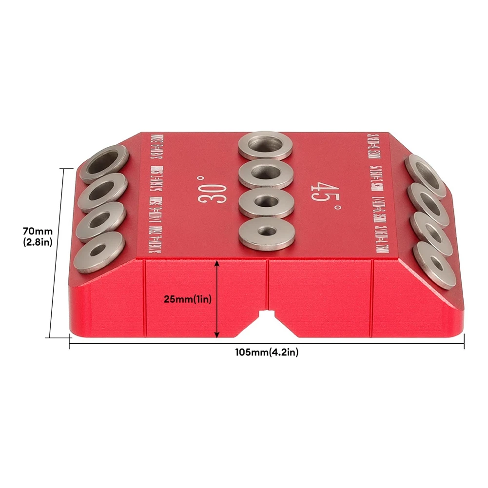 30/45/90° Angle Drill Hole Guide Jig for Angled and Straight Hole Cable Railing Lag Screw Drilling Template 1PCS