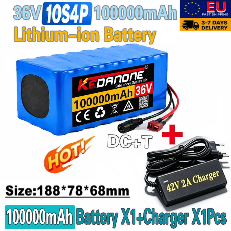 10S4P Elektroroller 100000mAh 36V Lithium-Batterie 18650 Akkupack 36V 100Ah Elektroroller Elektroroller-Akku 36V