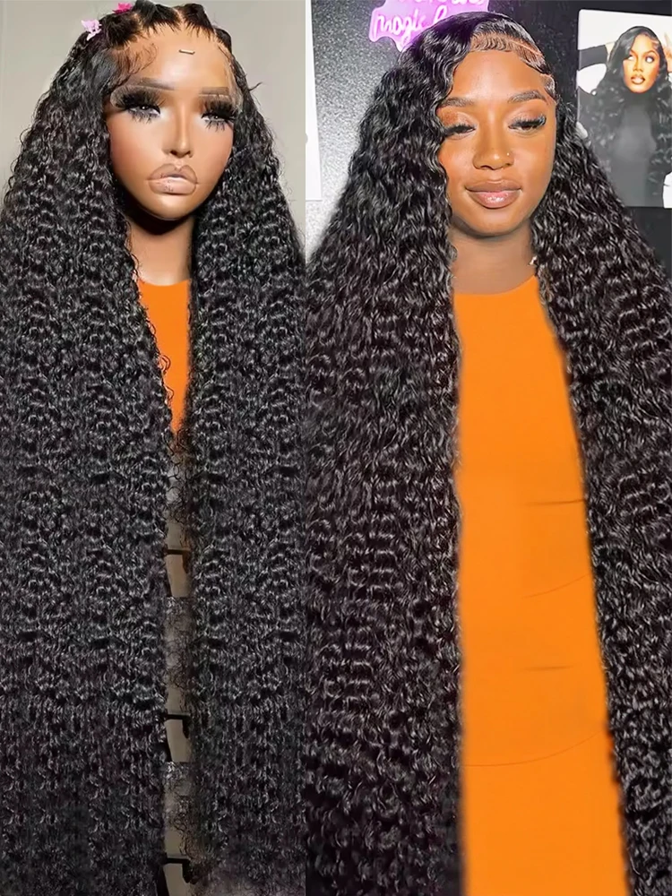 300% الكثافة 40 46 بوصة موجة عميقة 13x6 HD الدانتيل الباروكات الأمامية شعر الإنسان البرازيلي المياه مجعد 13x4 الدانتيل شعر مستعار أمامي للنساء