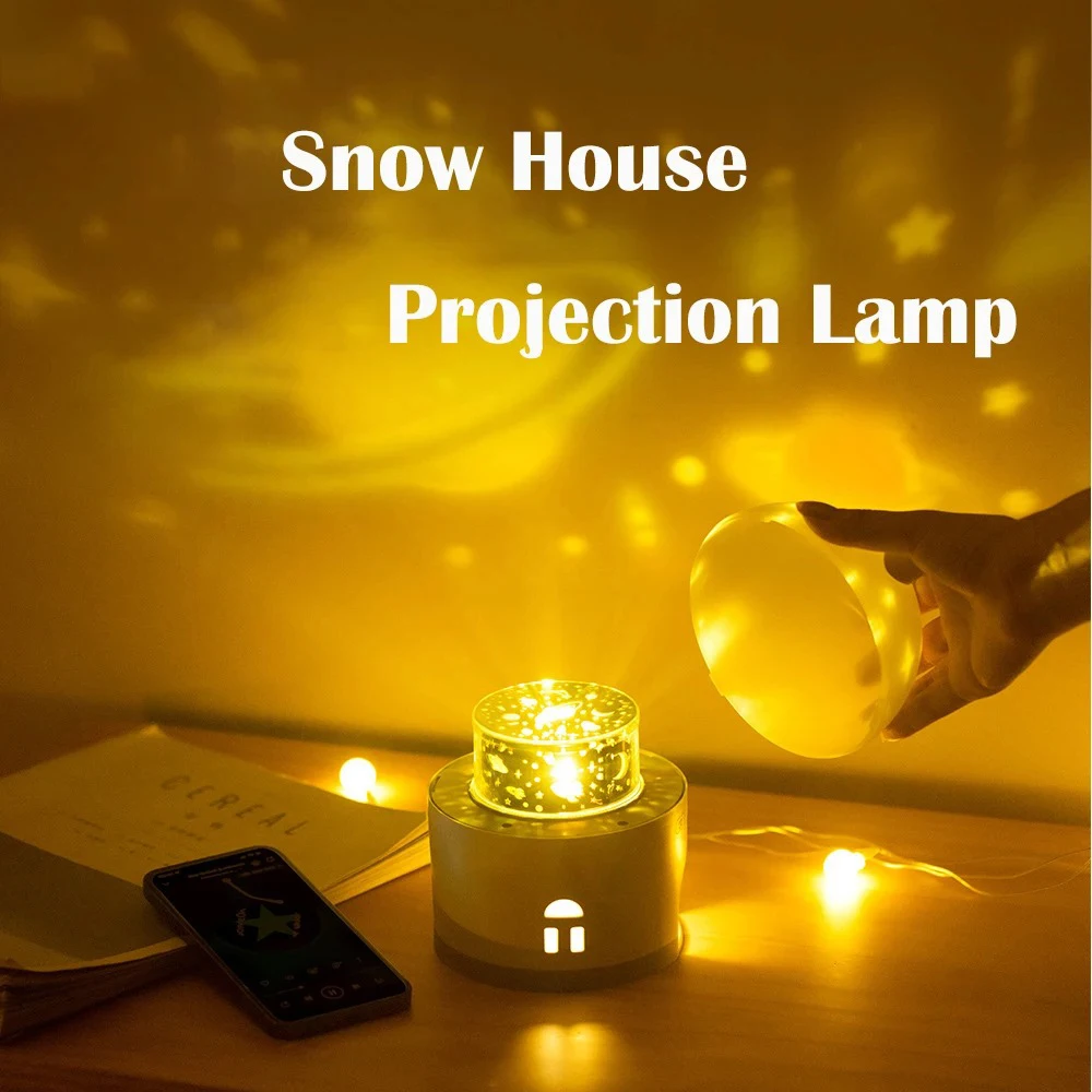

LED Projector Lamp 3 in 1 for Camping Room Decor with Auto Rotate 3 Themes Slides Night Light Christmas Decor Kids Gift