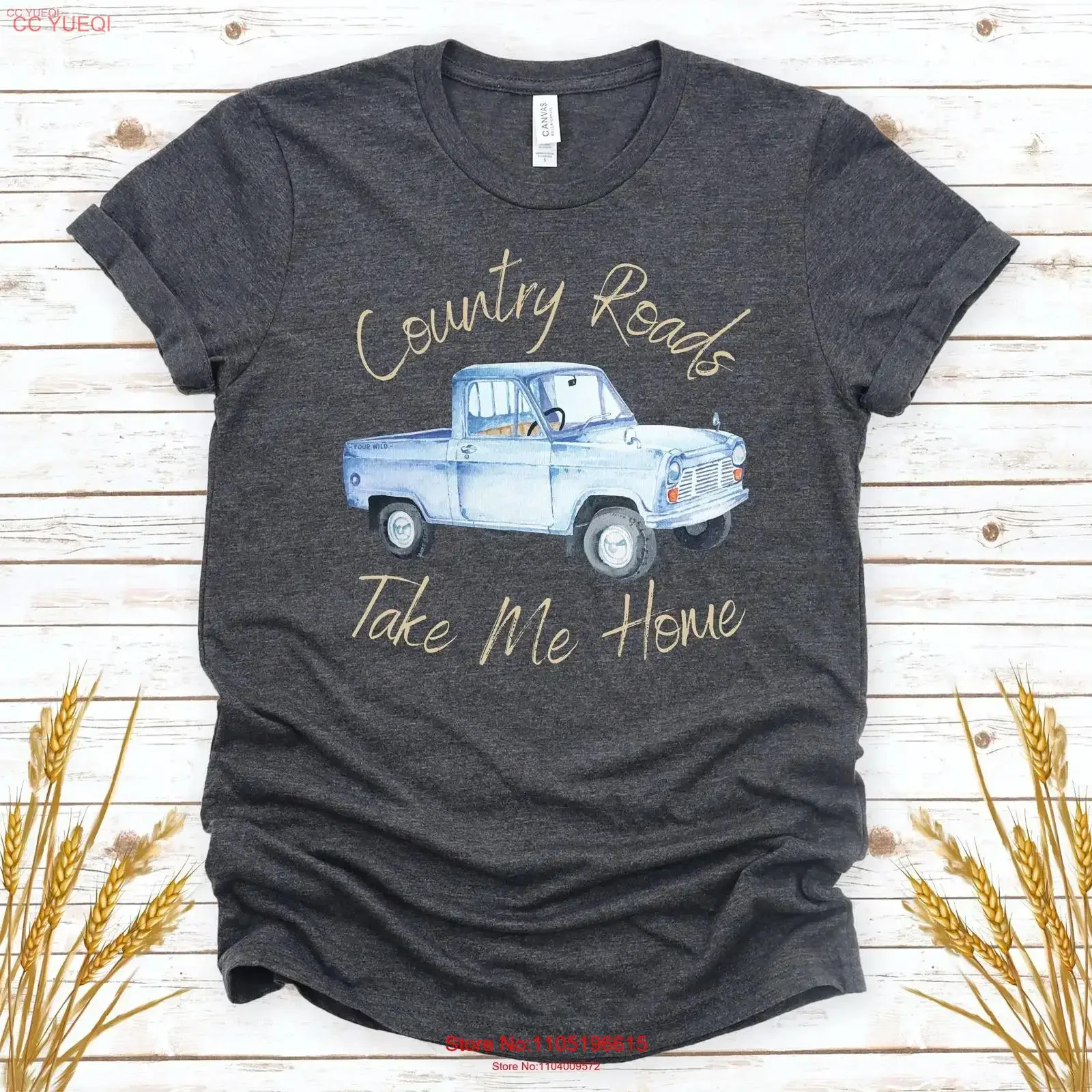 Country Roads Take Me Home Cowboy Life Cowgirl Trucks with Power Old Pickup Truck T Shirt Farm Classic Farmer vintage Washed