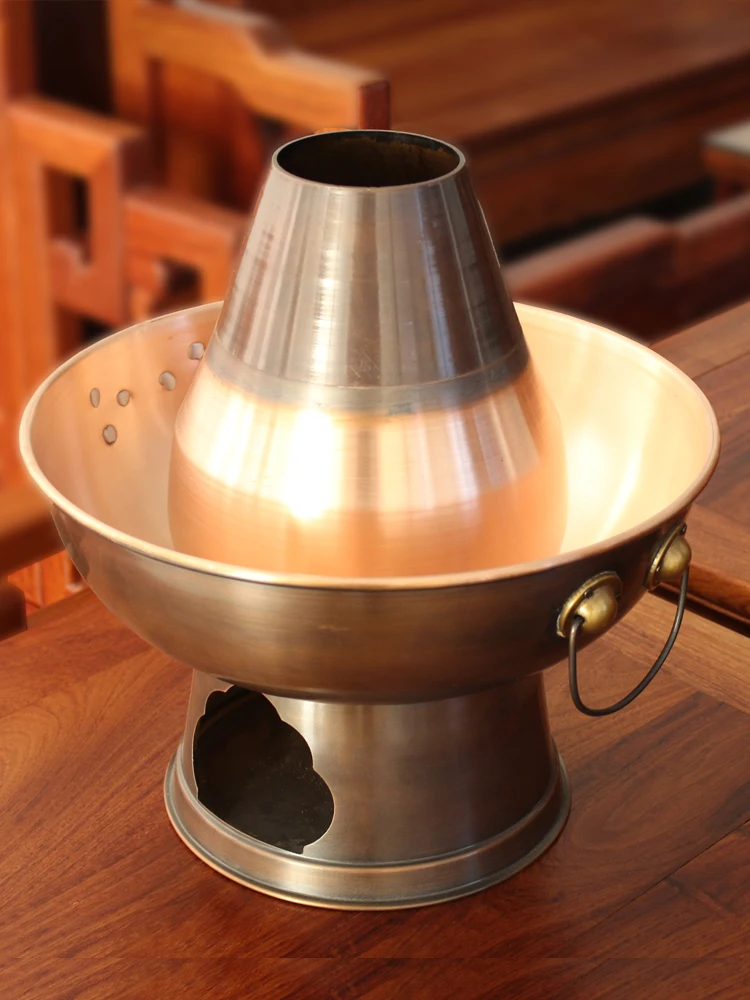 Pure copper thickened commercial charcoal old-fashioned pot hotpot household fire boiler