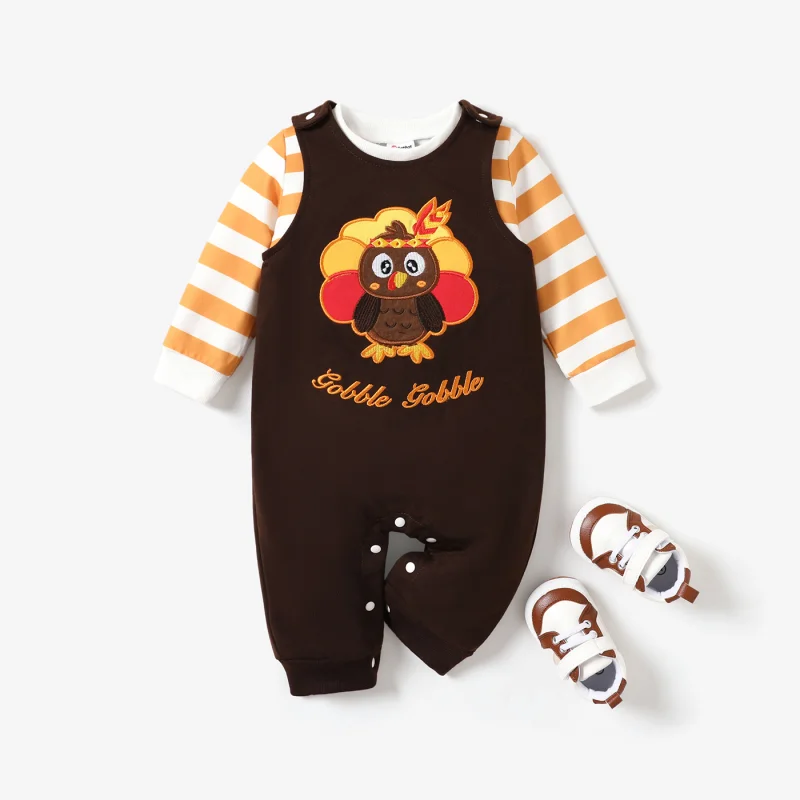 

PatPat 2pcs Baby Girl/Boy Thanksgiving Childlike Pattern Set