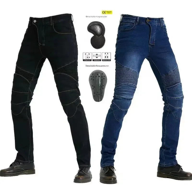 

Spring summer autumn Classic Denim UGB06 PK718 PK719 4X Zip Motorcycle Pants Pantalones Motocicleta Hombre Featherbed Jeans Gear