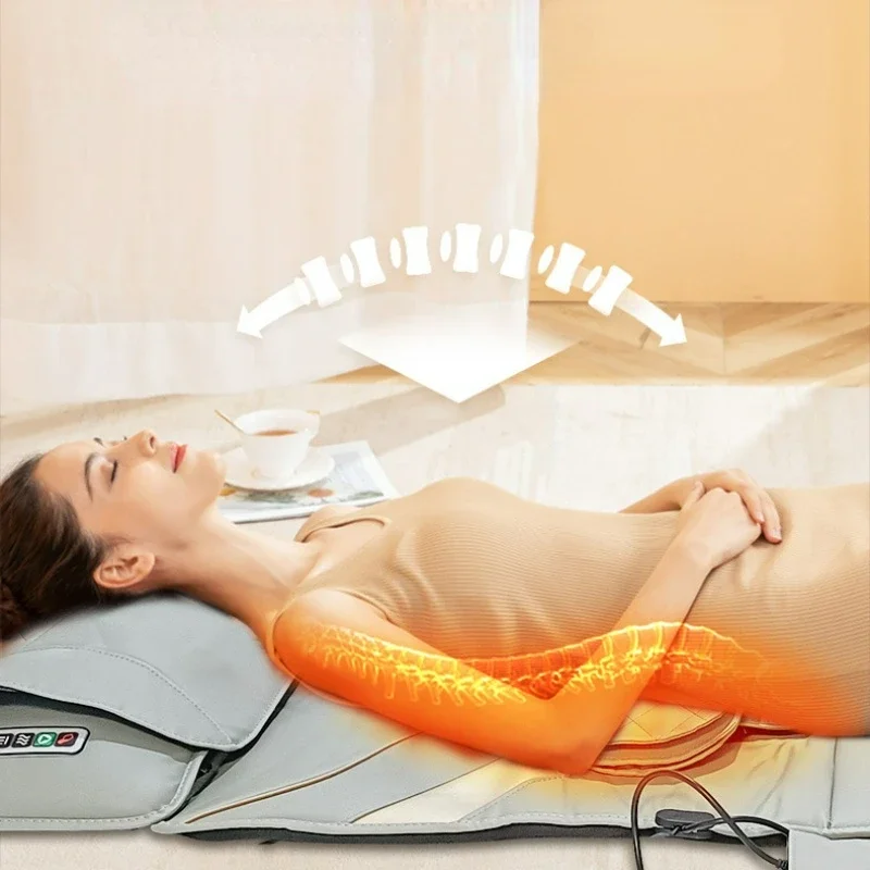 

Intelligent Electric Massage Mattress - Foldable Storage Full Body Massagers with Back Kneading Heating Airbag Cushions