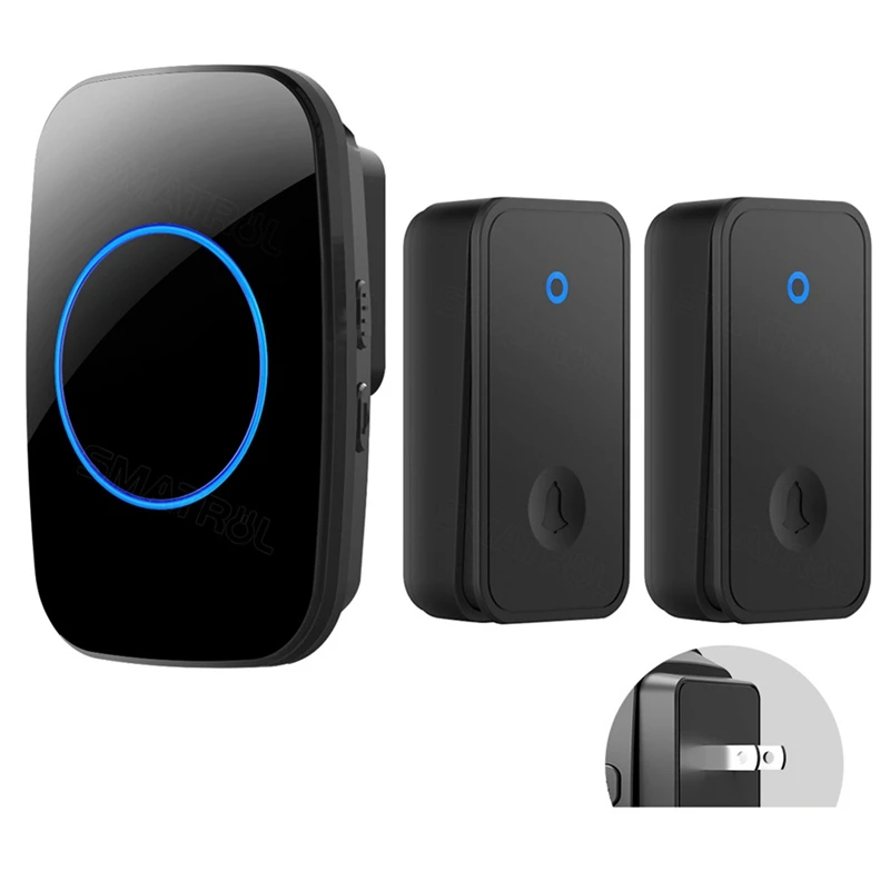 Self Powered Wireless Doorbell No Battery Waterproof Door Bell For Kids Elderly Caller 2 Button 1 Receiver