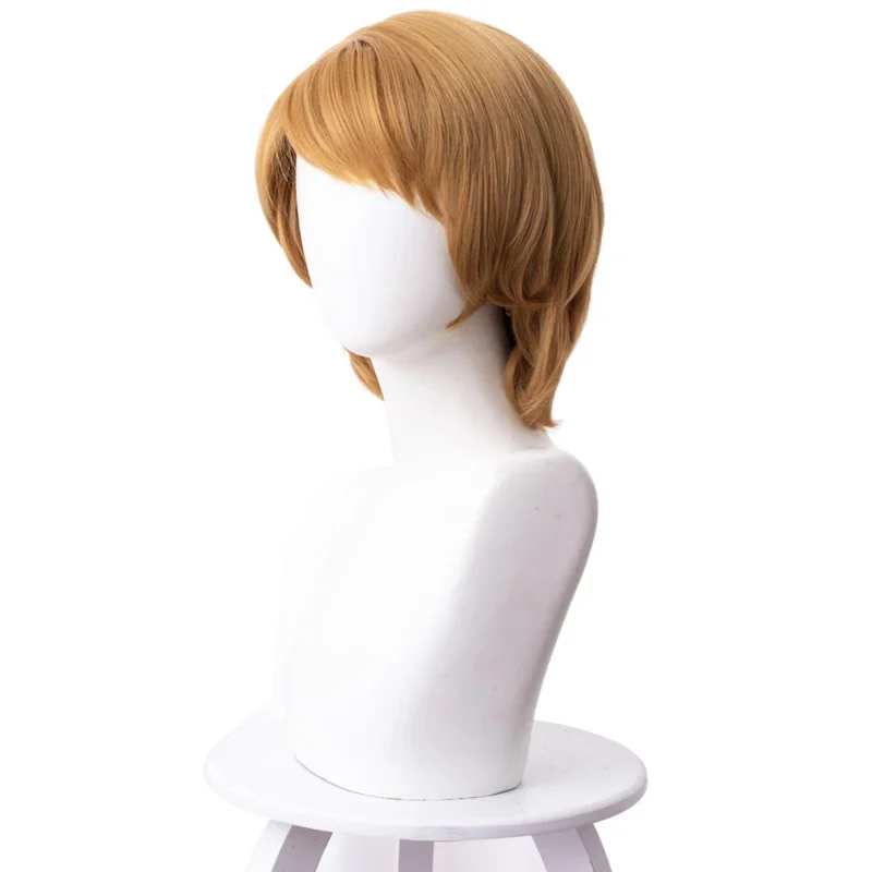 Men Adult Wig with Free Cap Costume Accessories Ice Kristoff Heat Resistant Synthetic HairCosplay Wig 35cm Length Straight