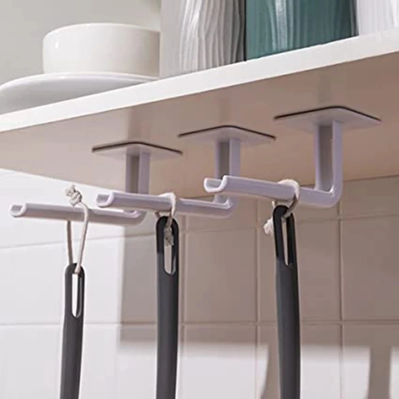 1 Pcs L-Shape Punch-Free Hook Wall Mounted Cloth Hanger for Coats Hats Towels Clothes Kitchen Rack Roll Bathroom Holder