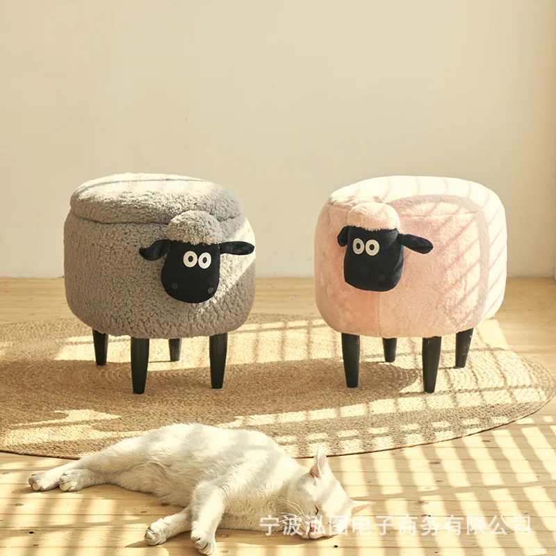 Little rabbit shoe stool solid wood household shoe change stool test small sofa stool luxury
