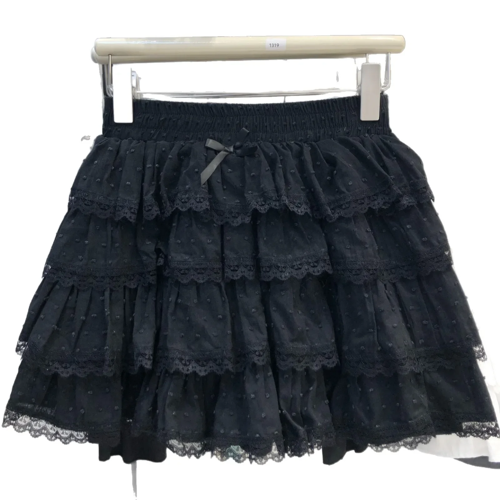 جديد فراشة عقدة الأبيض تنورة قصيرة عالية الخصر ألف خط كعكة تنورة المرأة النقي التطريز المضادة للضوء الطبقات نصف تنورة